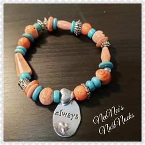 Coral & Turquoise Beaded Bracelet